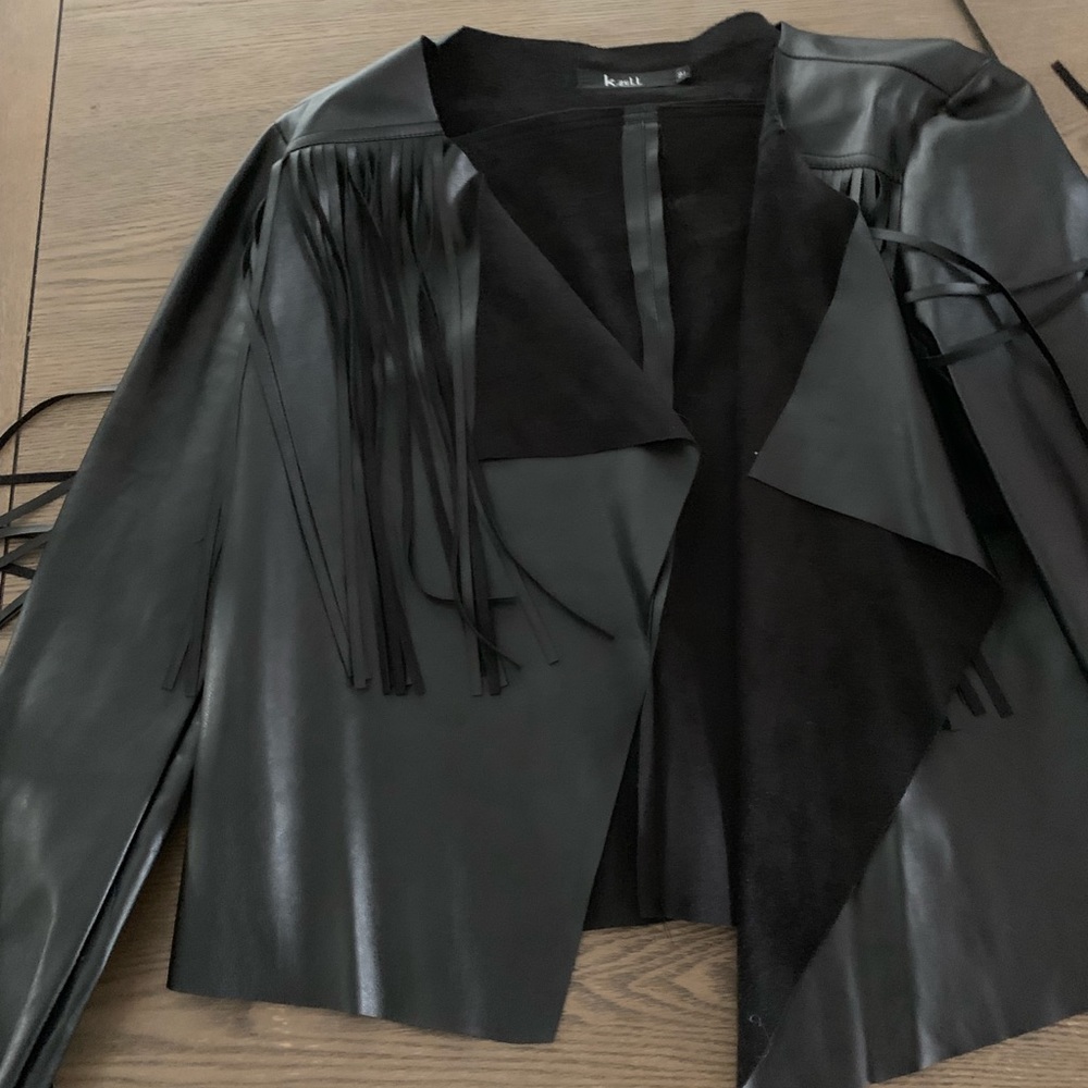 Faux Leather Fringe Jacket